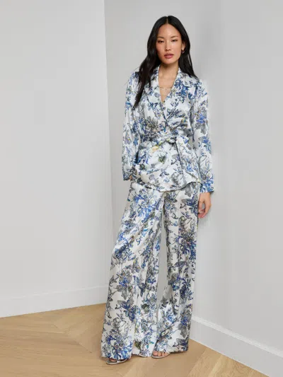 L'agence Ciara Silk Wrap Jacket In Blue