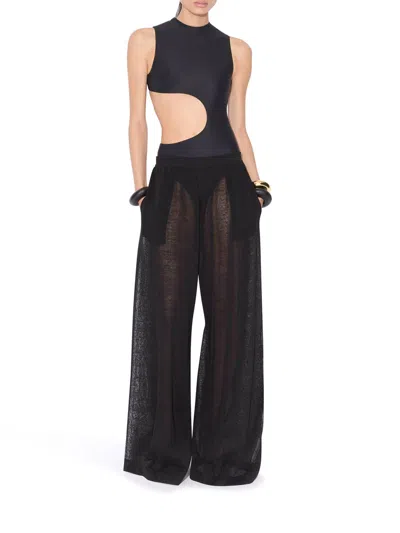 Alaïa Women Black One-piece Swimsuit With Cut-out In Black