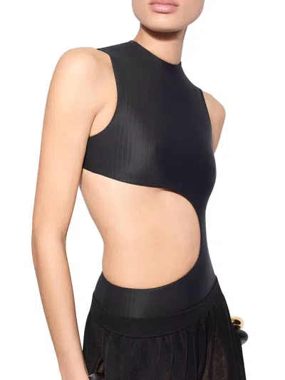 Alaïa Women Black One-piece Swimsuit With Cut-out In Black