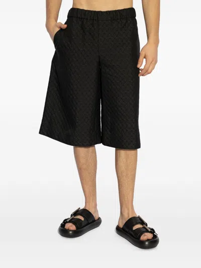 Alexander Mcqueen Black Viscose Blend Bermuda Shorts In Multi
