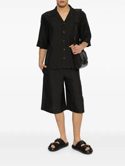 Alexander Mcqueen Black Viscose Blend Bermuda Shorts In Multi