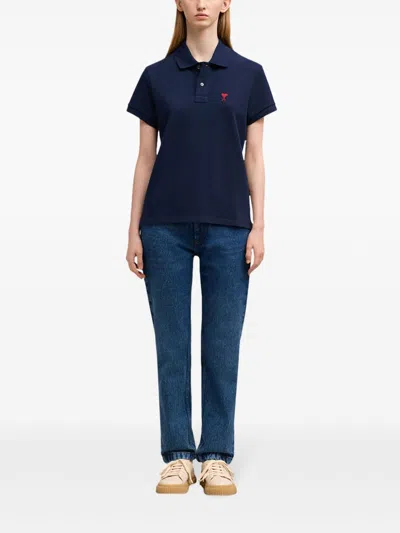 Ami Alexandre Mattiussi Ami De Coeur Short-sleeved Polo T-shirt In Animal Print
