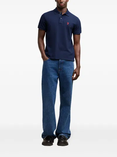 Ami Alexandre Mattiussi Ami De Coeur Short-sleeved Polo T-shirt In Animal Print