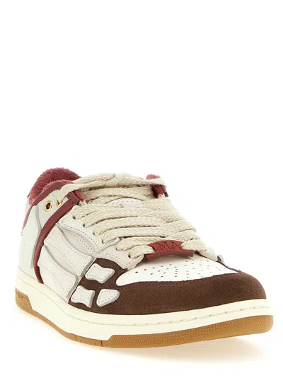Amiri Brown Xl Skel Top Low Cow Leather Sneakers In Multi