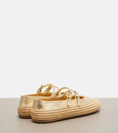 Prada Metallic Leather Espadrilles In Brown