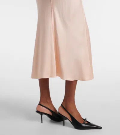 Victoria Beckham Eve Gathered-waist Satin Midi Dress In Pink
