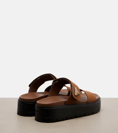 Prada Leather Platform Sandals In Multi