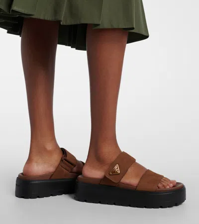 Prada Leather Platform Sandals In Multi