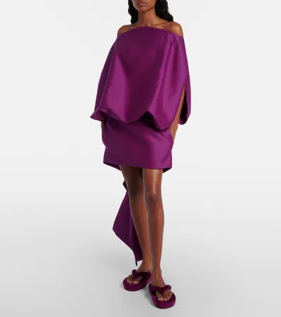 Balenciaga Jet Lag Stretch Velvet Platform Thong Sandals In Purple