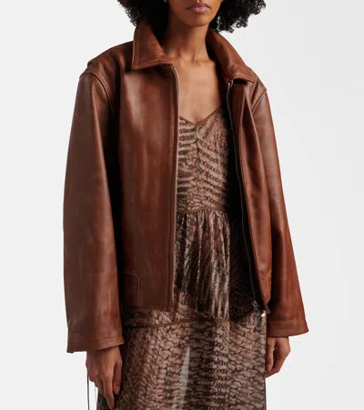 Jacques Wei Leather Jacket In Brown