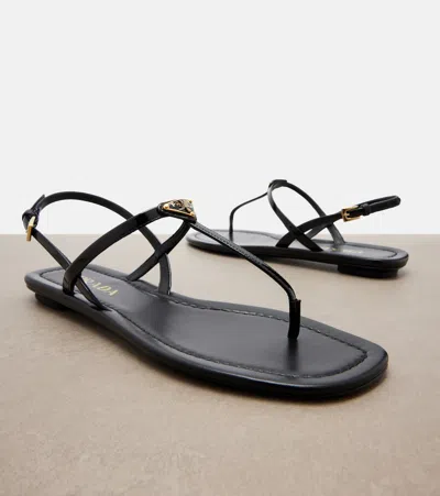 Prada Triangle Logo Patent Leather Thong Sandals In Multi