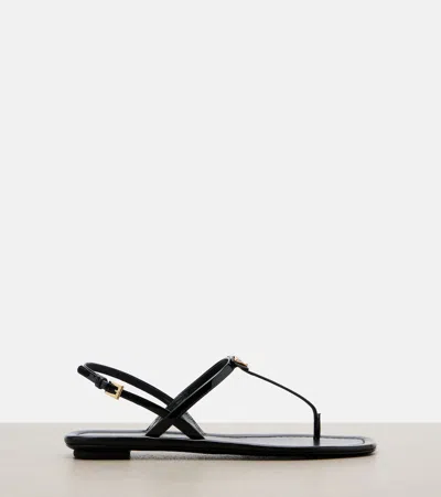 Prada Triangle Logo Patent Leather Thong Sandals In Multi