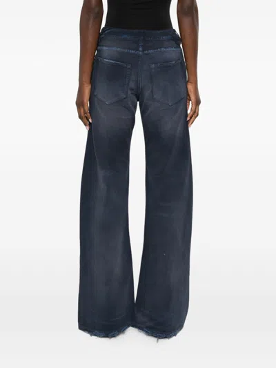 Balenciaga Women Blue Five-pocket Jeans With Curved Waist And Faded Effect In Cotton Woman In Blue