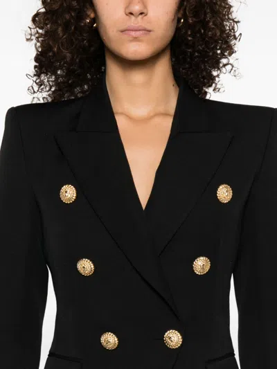 Balmain Double-breasted Wool Fitted Jacket In Black