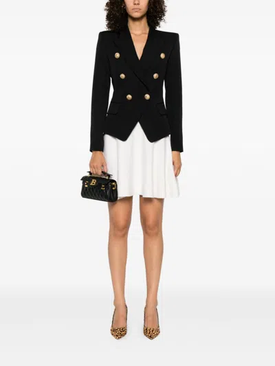 Balmain Double-breasted Wool Fitted Jacket In Black