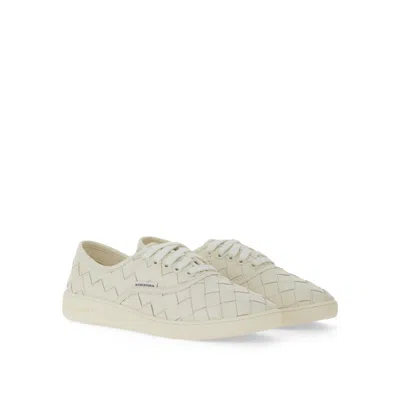 Bottega Veneta White Intrecciato Nappa Leather Serena Sneakers In White