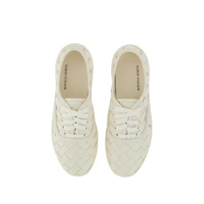 Bottega Veneta White Intrecciato Nappa Leather Serena Sneakers In White