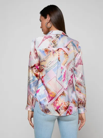 L'agence Tyler Postcard-print Silk Blouse In Multi
