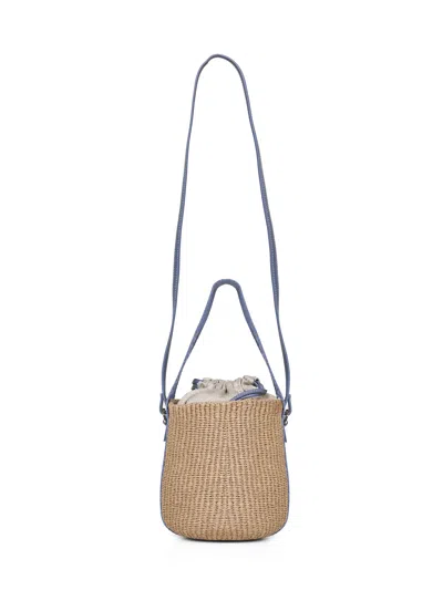 Chloé Woody Small Leather-trimmed Raffia Basket Bag In Multi