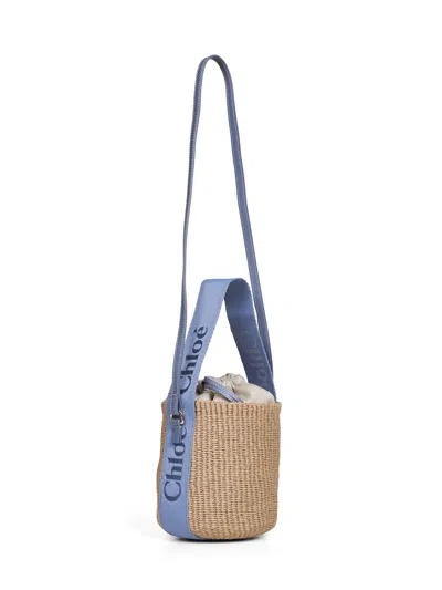Chloé Woody Small Leather-trimmed Raffia Basket Bag In Multi