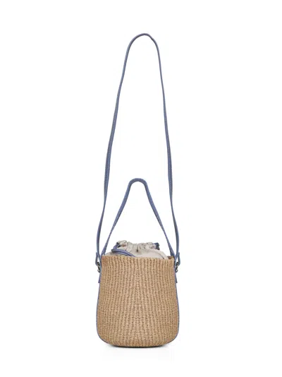 Chloé Woody Small Leather-trimmed Raffia Basket Bag In Multi