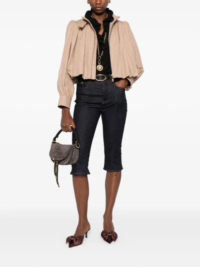 Chloé Ruffled Boule Jacket In Cotton Canvas In Neutral