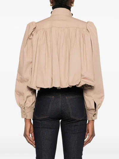 Chloé Ruffled Boule Jacket In Cotton Canvas In Neutral