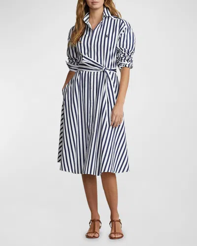 Polo Ralph Lauren Stripe Long Sleeve Cotton Shirtdress In White