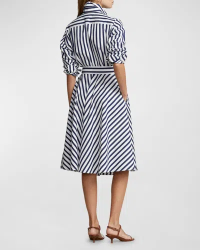 Polo Ralph Lauren Stripe Long Sleeve Cotton Shirtdress In White