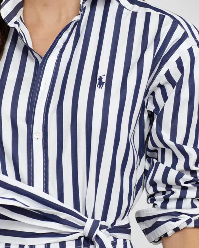 Polo Ralph Lauren Stripe Long Sleeve Cotton Shirtdress In White