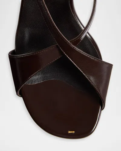 Khaite Liria Leather Crisscross Wrap Ankle-strap Sandals In Brown