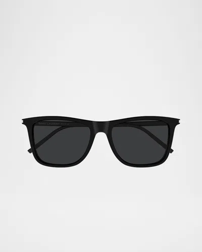 Saint Laurent 56mm Rectangular Sunglasses In Black