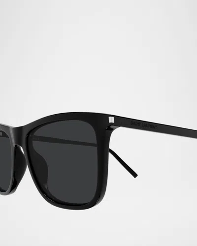 Saint Laurent 56mm Rectangular Sunglasses In Black