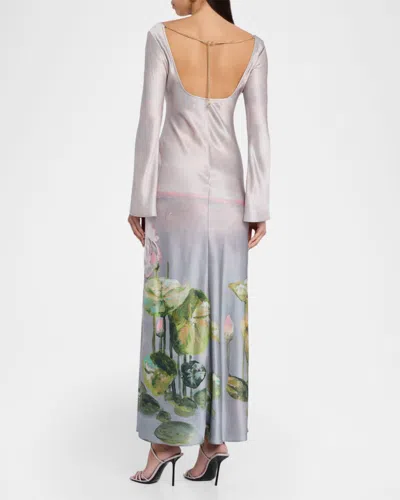 Acler Callaly Satin Maxi Dress In Purple