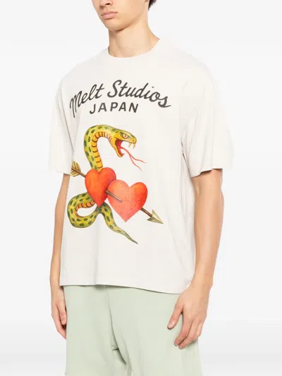 Melt Snake-print T-shirt In White
