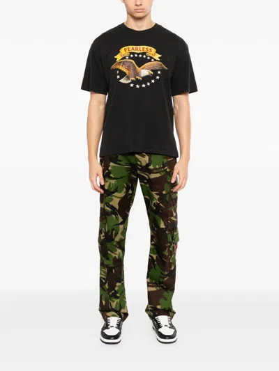 Melt Eagle Print T-shirt In Black
