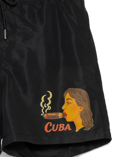 Melt Drawstring Graphic Shorts In Black