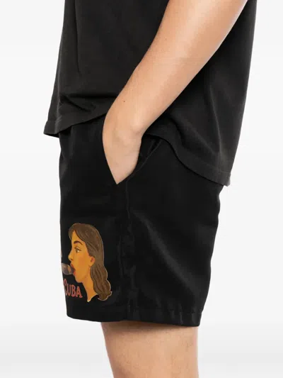 Melt Drawstring Graphic Shorts In Black