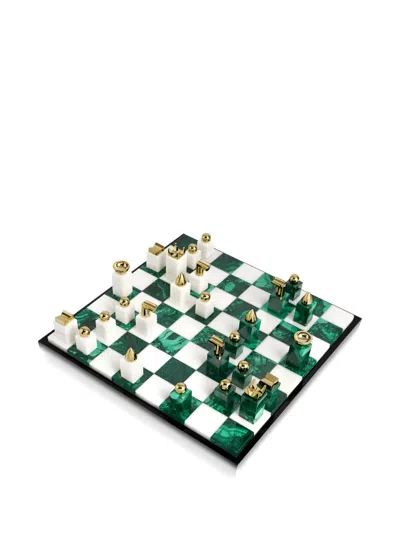L'objet Gold-tone Patterned Chess Set In Green