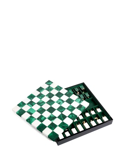 L'objet Gold-tone Patterned Chess Set In Green