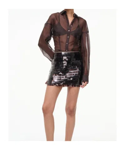 Staud Fitted Max Polyester Sequin Miniskirt In Black