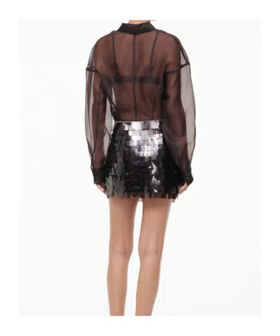 Staud Fitted Max Polyester Sequin Miniskirt In Black