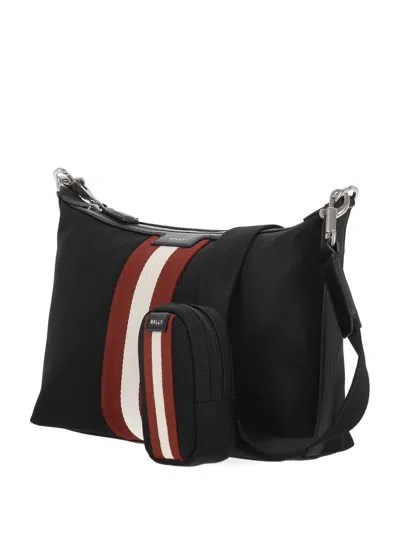 Bally Code Ribbon Zipped Shoulder Bag In Black