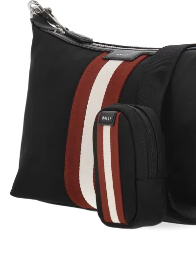 Bally Code Ribbon Zipped Shoulder Bag In Black