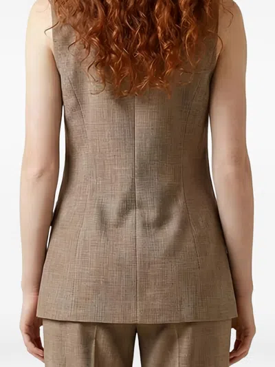 Liu •jo Single-breasted Vest In Brown