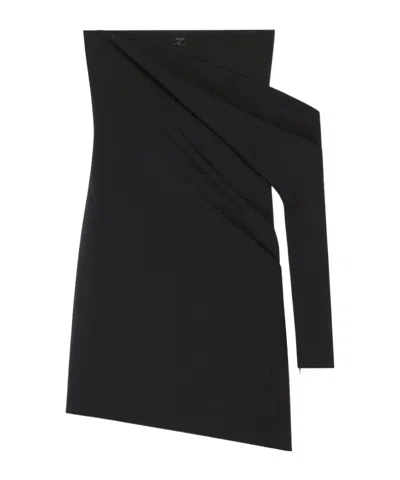 Courrèges Draped Polywool Bustier Dress In Black