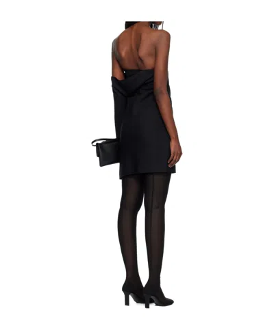 Courrèges Draped Polywool Bustier Dress In Black
