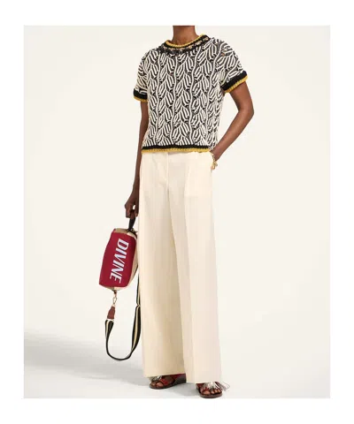 La Doublej Patterned Beaded Top In Multi