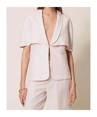 Twinset Pink Cape Jacket In Multi