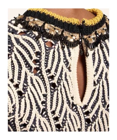La Doublej Patterned Beaded Top In Multi